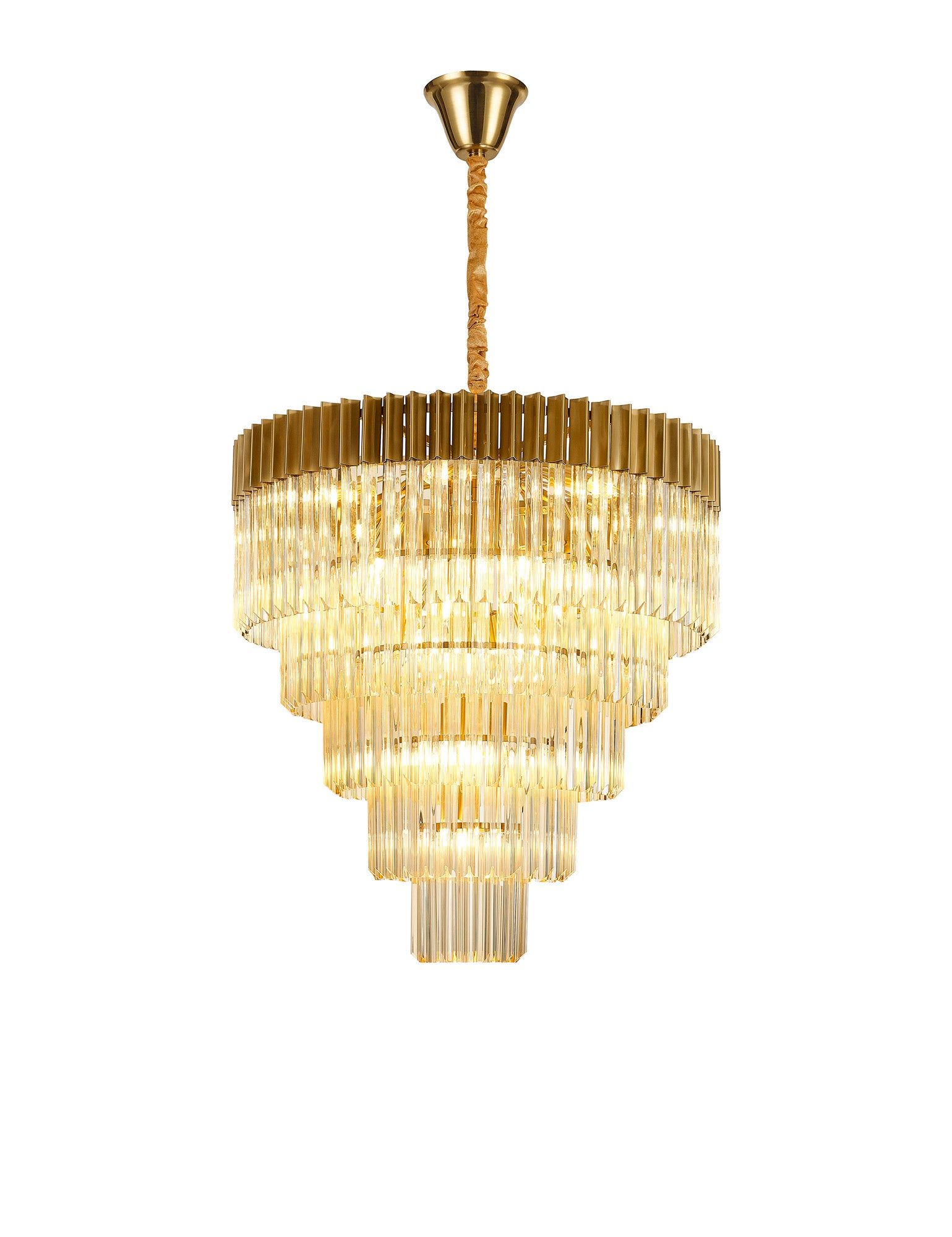 Georgia 5 Tier 19lt Pendant Chandelier, Matt Black/Brass/Polished Nickel - Cusack Lighting