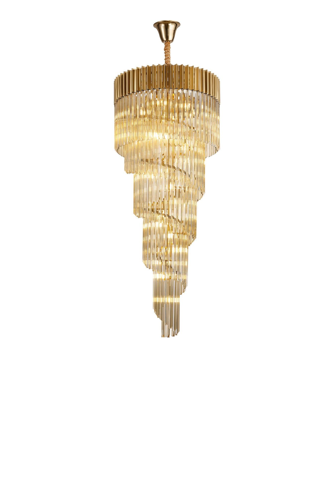Georgia 5 Tier 23lt Pendant Chandelier, Matt Black/Brass/Polished Nickel - Cusack Lighting