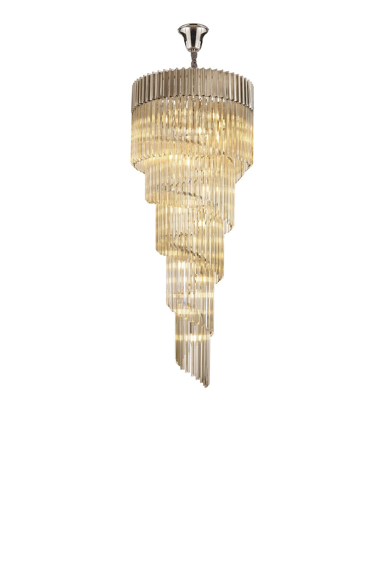 Georgia 5 Tier 23lt Pendant Chandelier, Matt Black/Brass/Polished Nickel - Cusack Lighting
