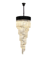 Georgia 5 Tier 23lt Pendant Chandelier, Matt Black/Brass/Polished Nickel - Cusack Lighting