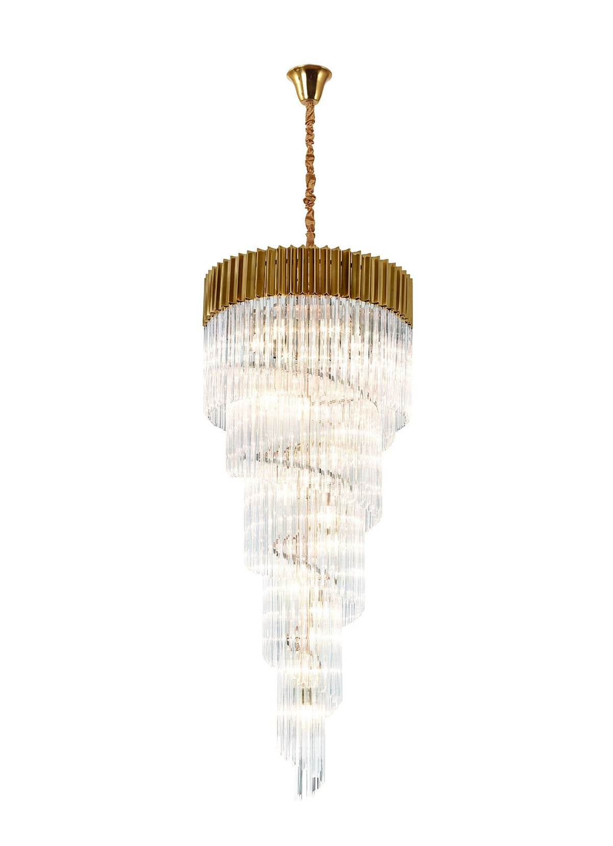 Georgia 5 Tier 23lt Pendant Chandelier, Matt Black/Brass/Polished Nickel - Cusack Lighting