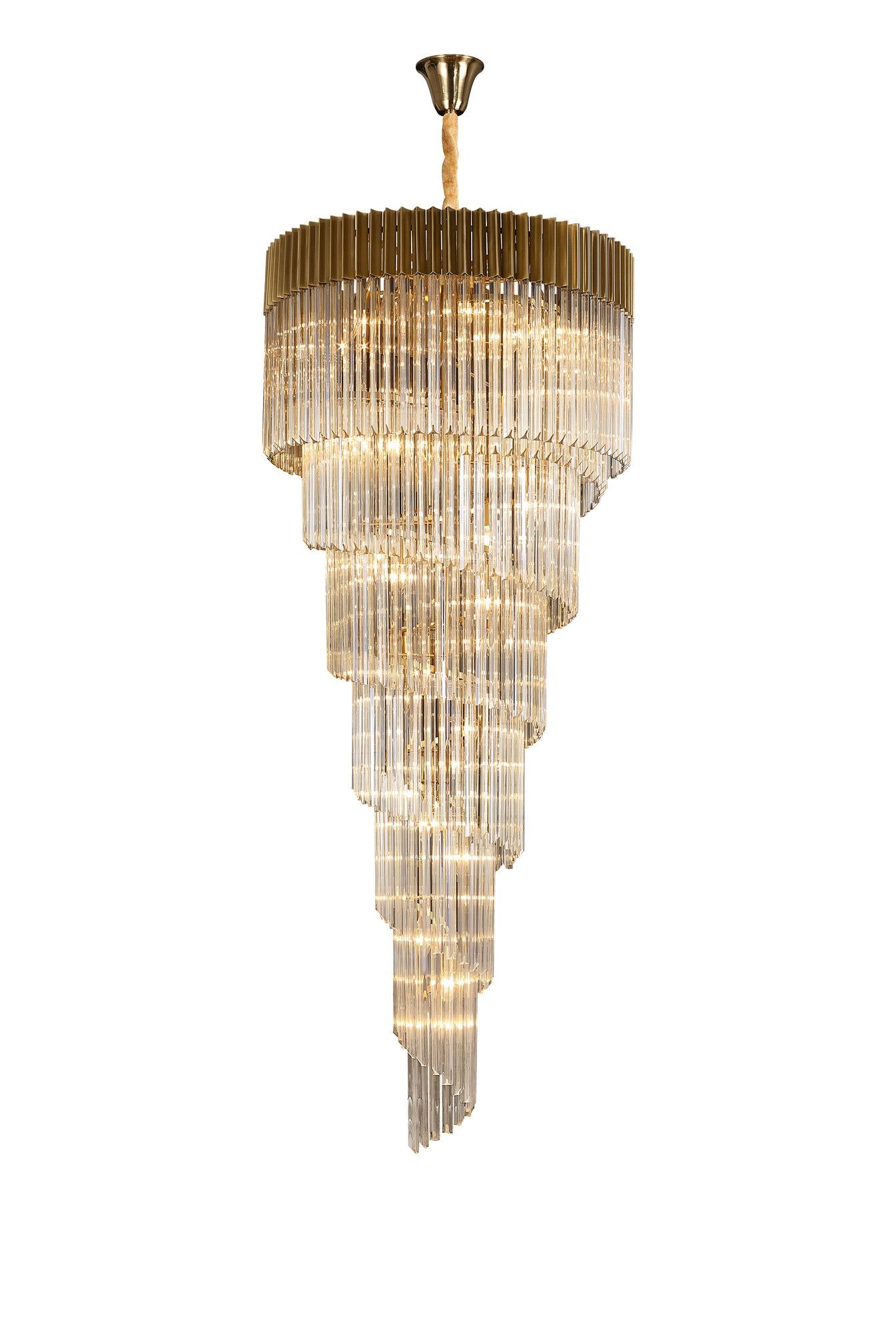 Georgia 7 Tier 31lt Pendant Chandelier, Matt Black/Brass/Polished Nickel - Cusack Lighting