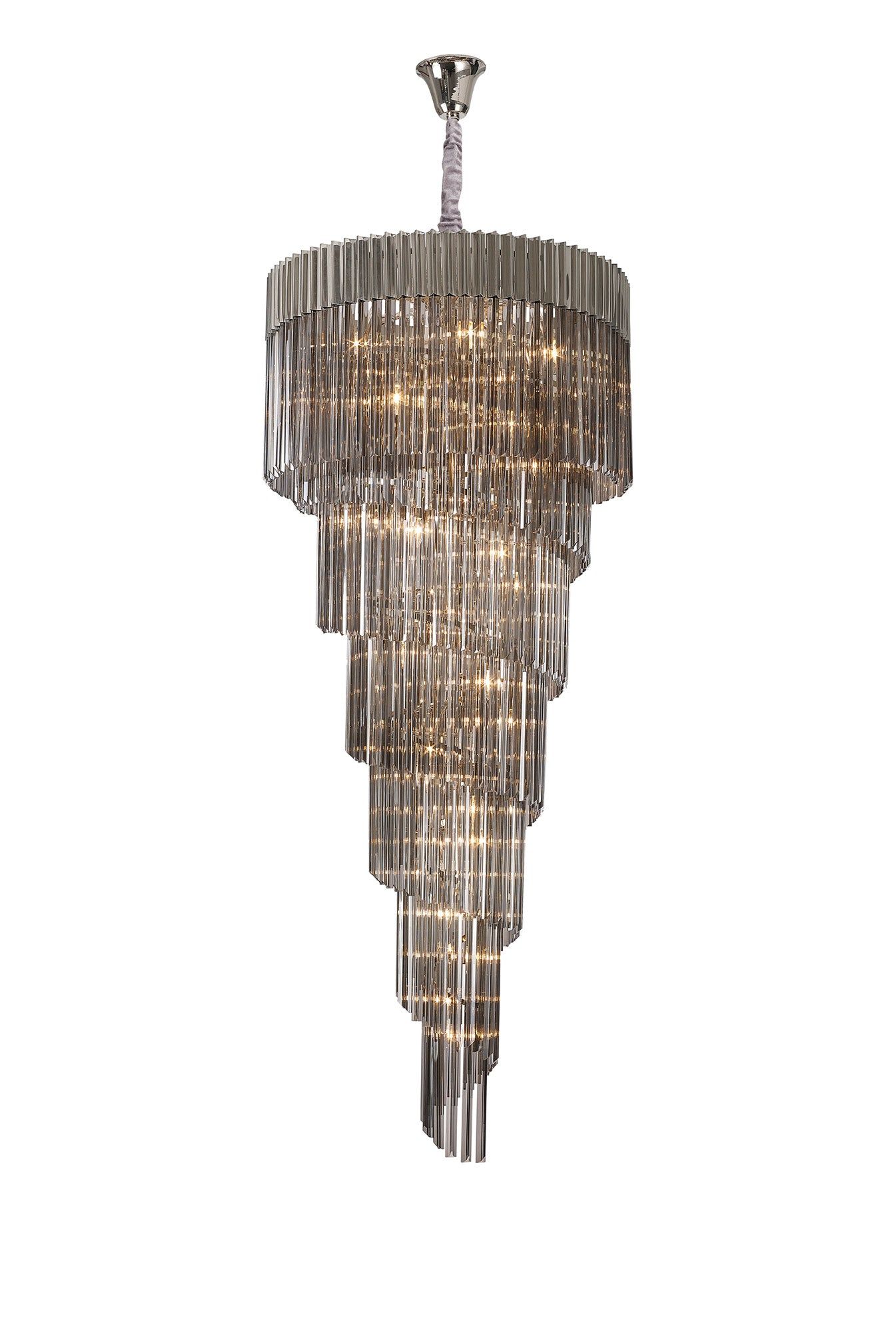 Georgia 7 Tier 31lt Pendant Chandelier, Matt Black/Brass/Polished Nickel - Cusack Lighting
