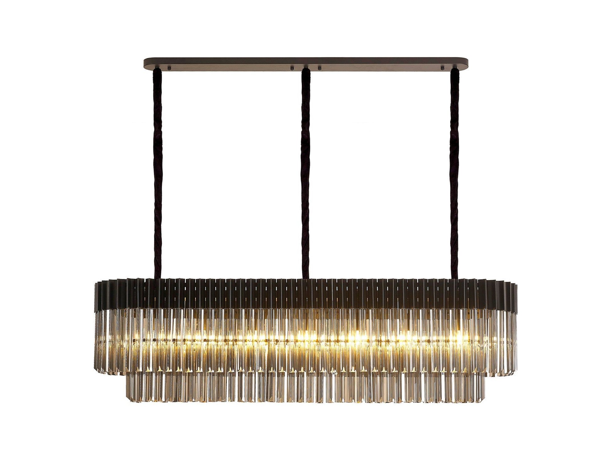Georgia Kitchen Table/Island, Rectangle 7/5lt Pendant, Brass/Clear or Polished Nickel/Clear