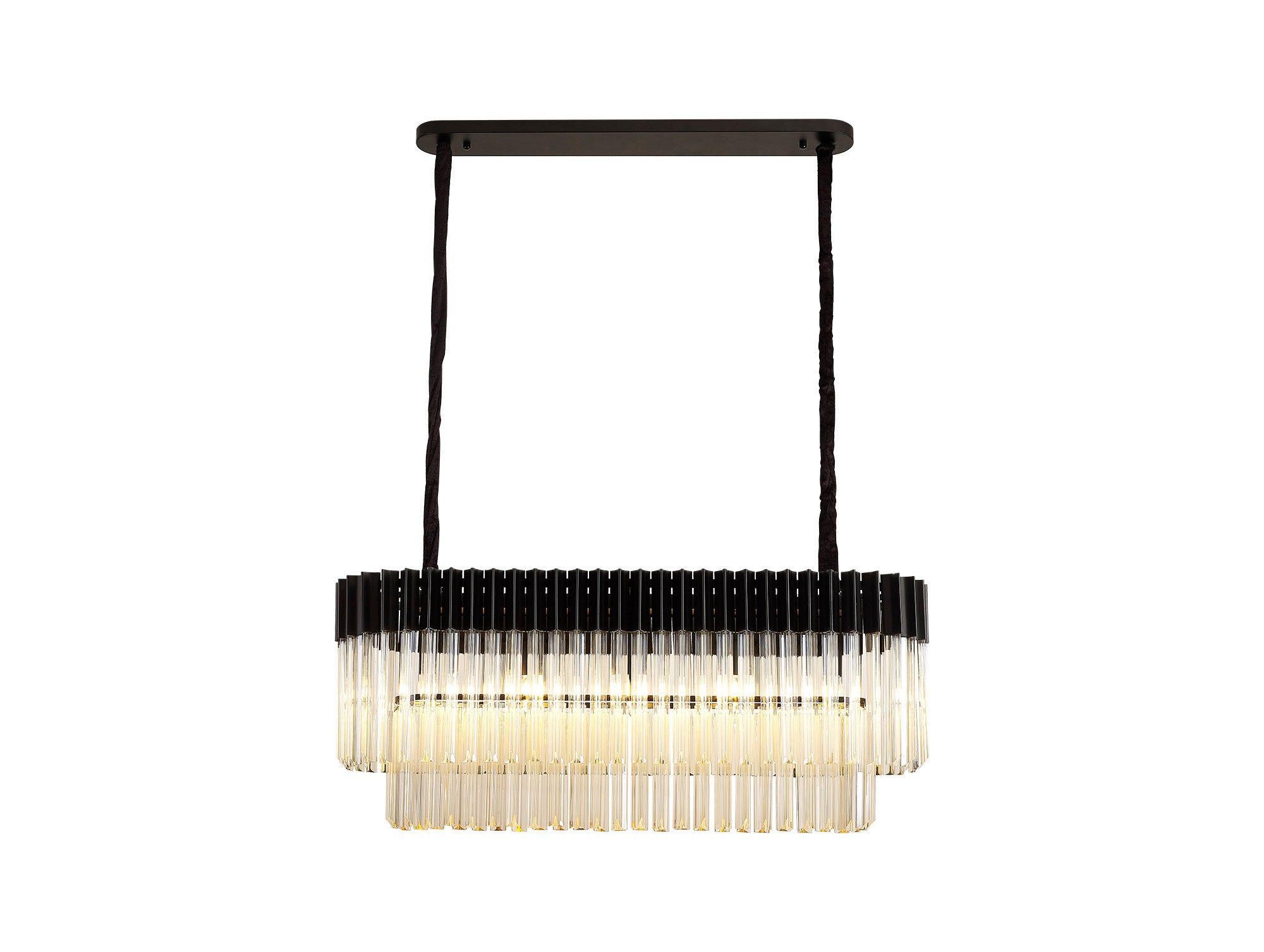 Georgia Kitchen Table/Island Rectangle 7/5lt Pendant, Matt Black/Brass/Polished Nickel - Cusack Lighting