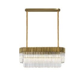 Georgia Kitchen Table/Island Rectangle 7/5lt Pendant, Matt Black/Brass/Polished Nickel - Cusack Lighting