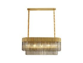 Georgia Kitchen Table/Island Rectangle 7/5lt Pendant, Matt Black/Brass/Polished Nickel - Cusack Lighting