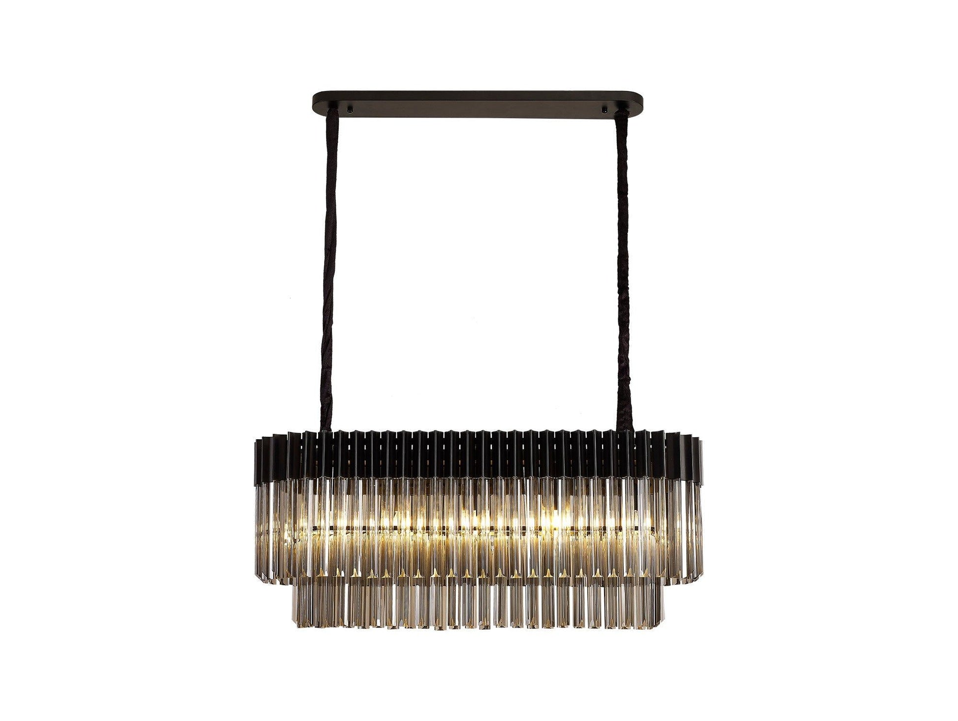 Georgia Kitchen Table/Island, Rectangle 7/5lt Pendant, Brass/Clear or Polished Nickel/Clear