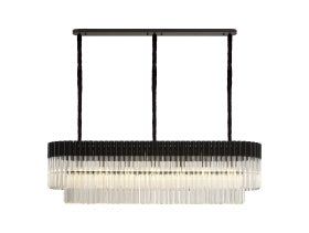 Georgia Kitchen Table/Island Rectangle 7/5lt Pendant, Matt Black/Brass/Polished Nickel - Cusack Lighting