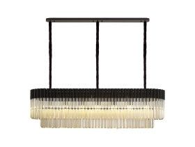 Georgia Kitchen Table/Island Rectangle 7/5lt Pendant, Matt Black/Brass/Polished Nickel - Cusack Lighting