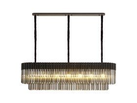 Georgia Kitchen Table/Island Rectangle 7/5lt Pendant, Matt Black/Brass/Polished Nickel - Cusack Lighting