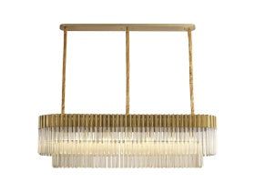 Georgia Kitchen Table/Island Rectangle 7/5lt Pendant, Matt Black/Brass/Polished Nickel - Cusack Lighting