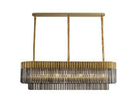Georgia Kitchen Table/Island Rectangle 7/5lt Pendant, Matt Black/Brass/Polished Nickel - Cusack Lighting