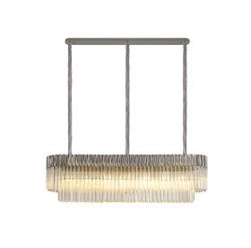 Georgia Kitchen Table/Island Rectangle 7/5lt Pendant, Matt Black/Brass/Polished Nickel - Cusack Lighting
