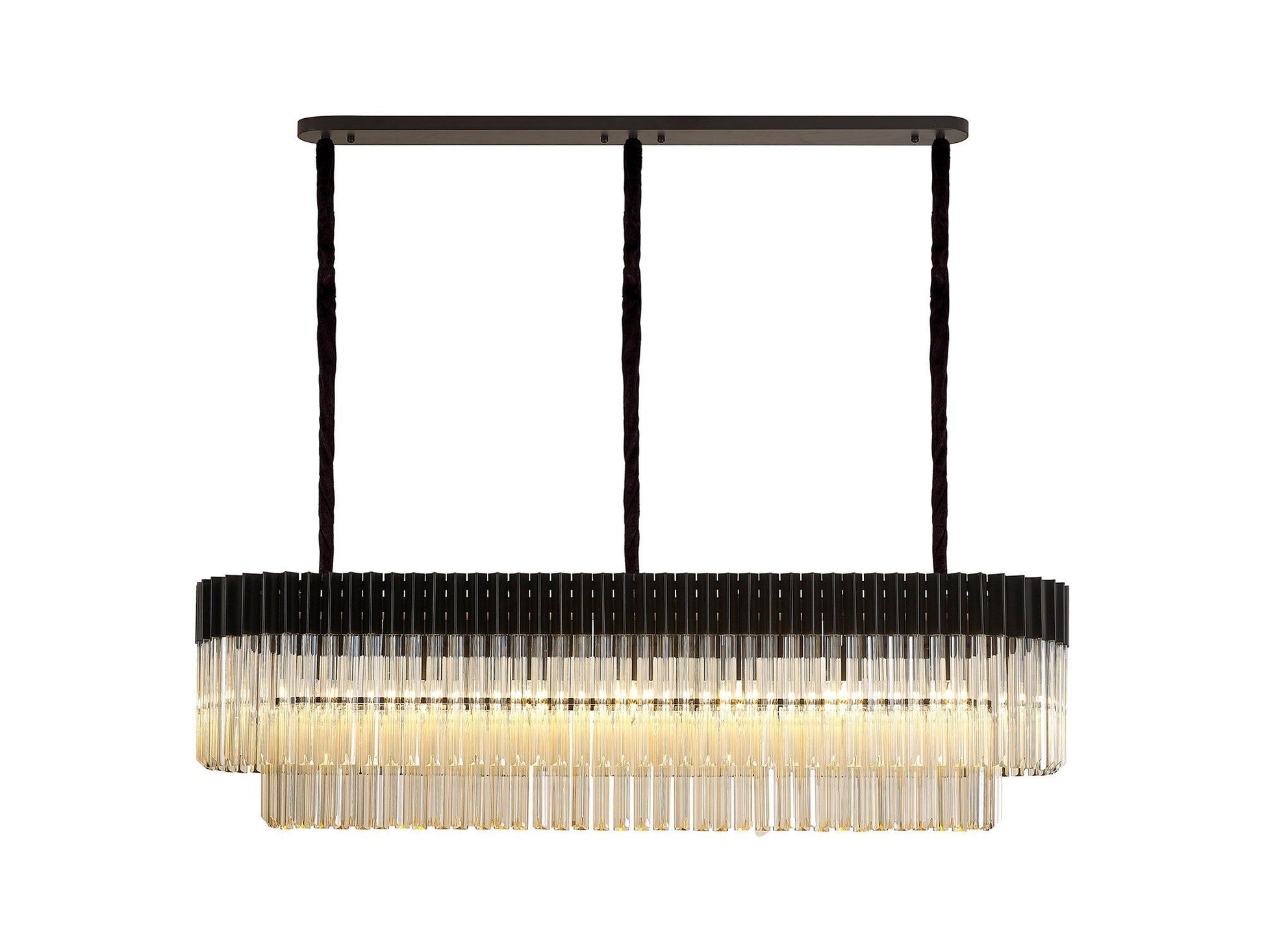 Georgia Kitchen Table/Island, Rectangle 7/5lt Pendant, Brass/Clear or Polished Nickel/Clear