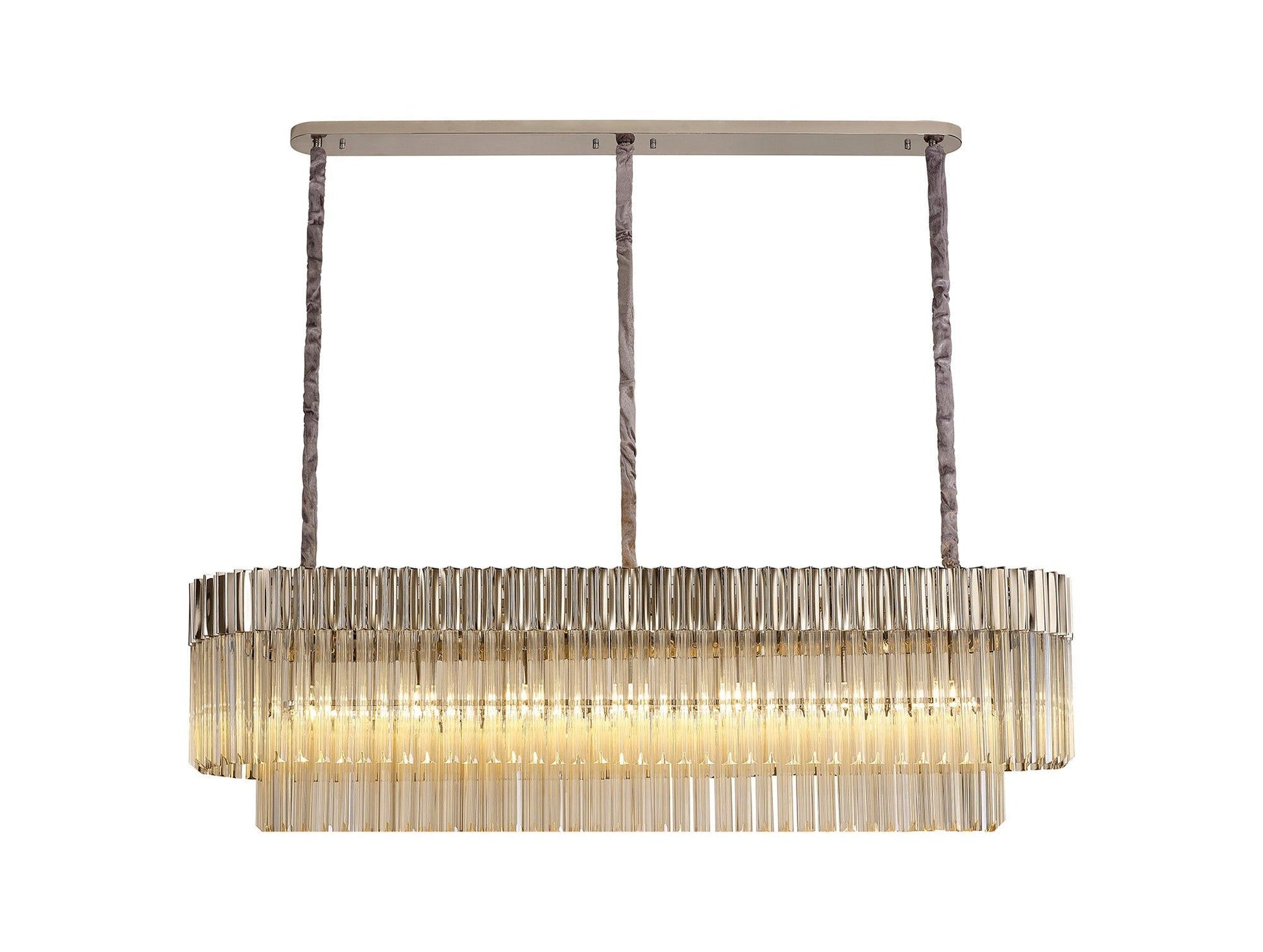 Georgia Kitchen Table/Island, Rectangle 7/5lt Pendant, Brass/Clear or Polished Nickel/Clear
