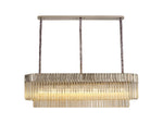 Georgia Kitchen Table/Island, Rectangle 7/5lt Pendant, Brass/Clear or Polished Nickel/Clear
