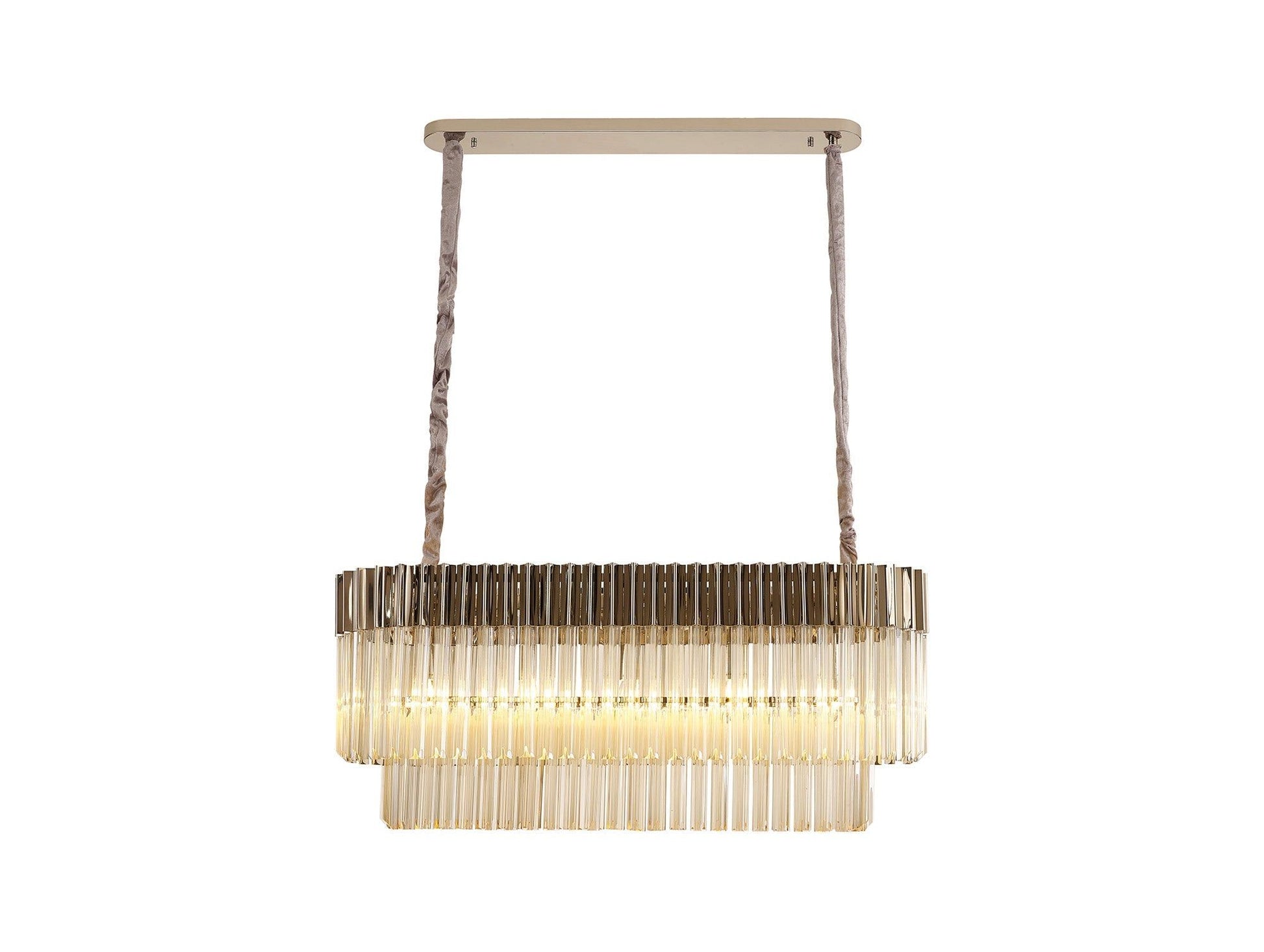 Georgia Kitchen Table/Island, Rectangle 7/5lt Pendant, Brass/Clear or Polished Nickel/Clear
