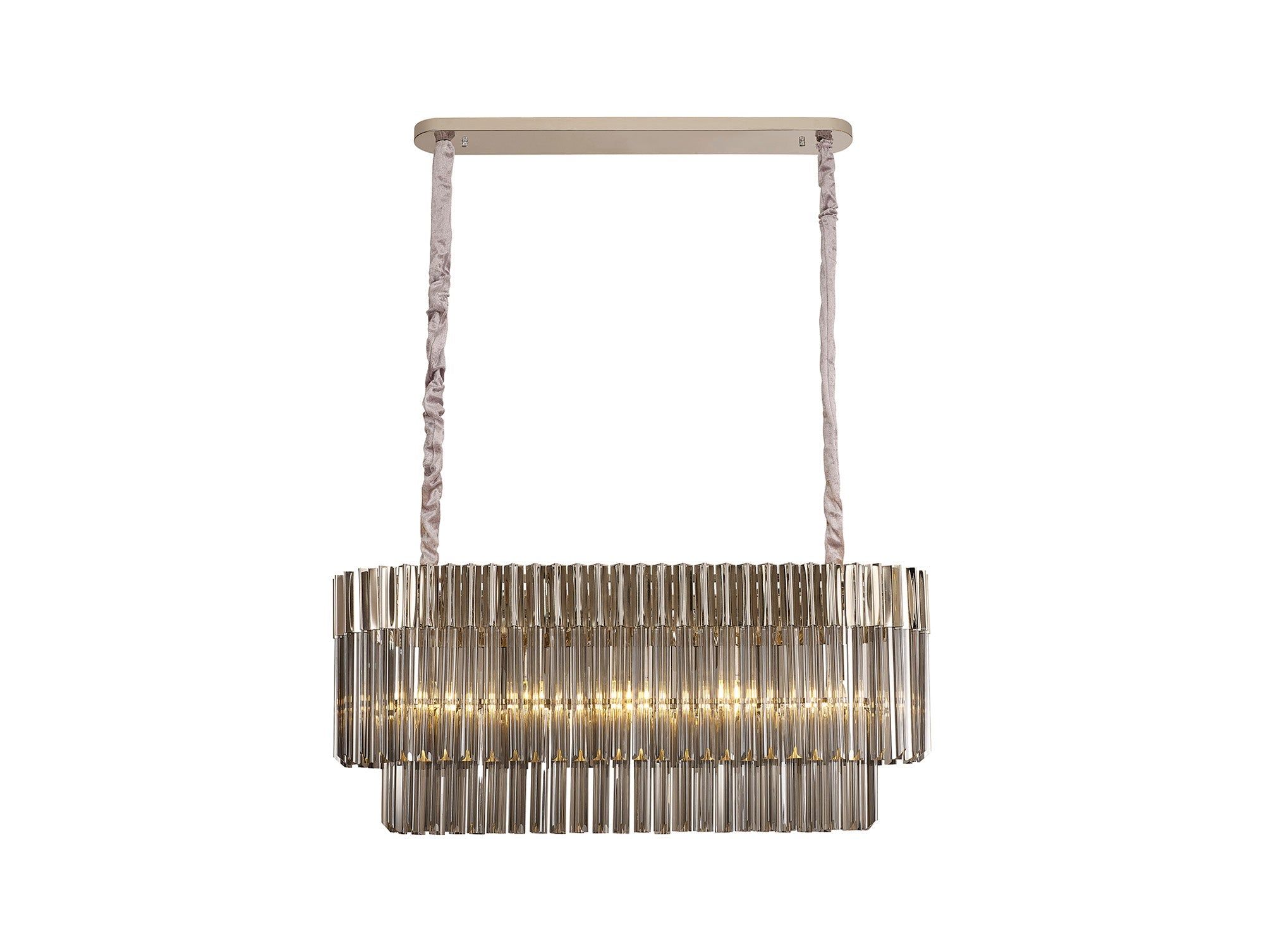 Georgia Kitchen Table/Island, Rectangle 7/5lt Pendant, Brass/Clear or Polished Nickel/Clear
