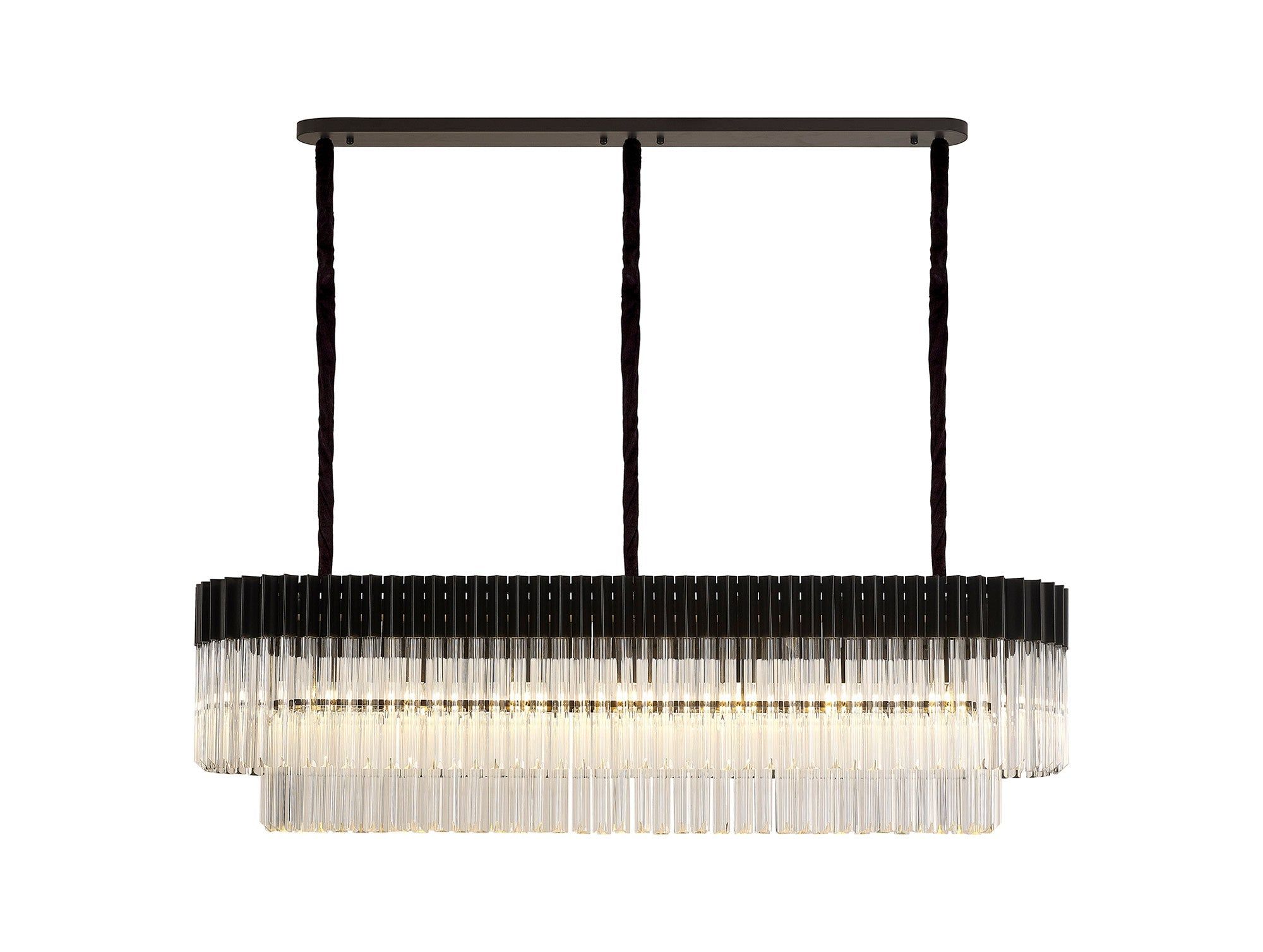 Georgia Kitchen Table/Island, Rectangle 7/5lt Pendant, Brass/Clear or Polished Nickel/Clear