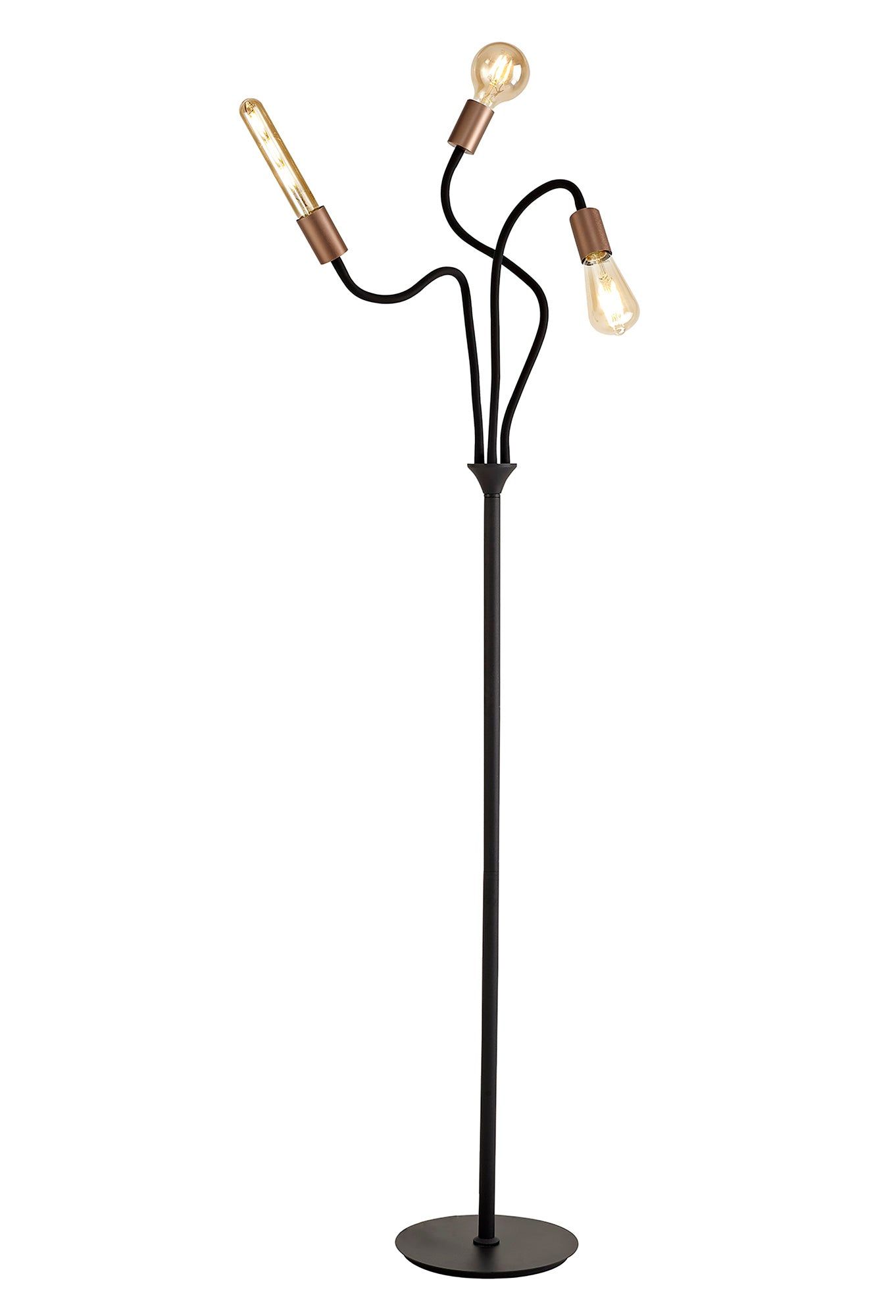 Gied Flexible Floor Lamp, 3 Light E27 Satin White/Satin Nickel & Satin Black/Satin Nickel
