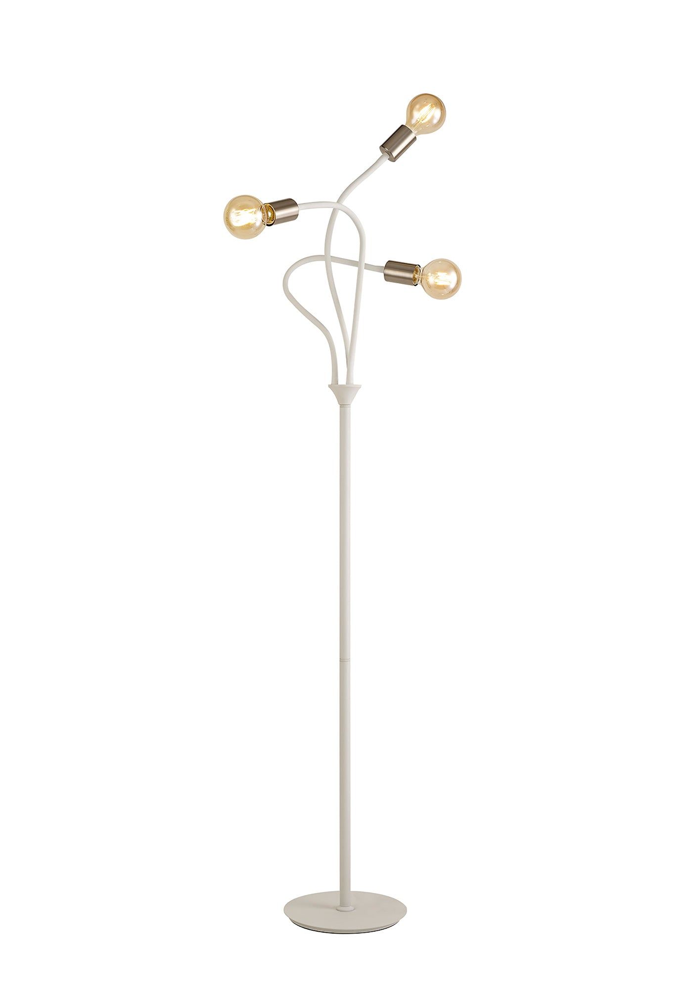 Gied Flexible Floor Lamp, 3 Light E27 Satin White/Satin Nickel & Satin Black/Satin Nickel