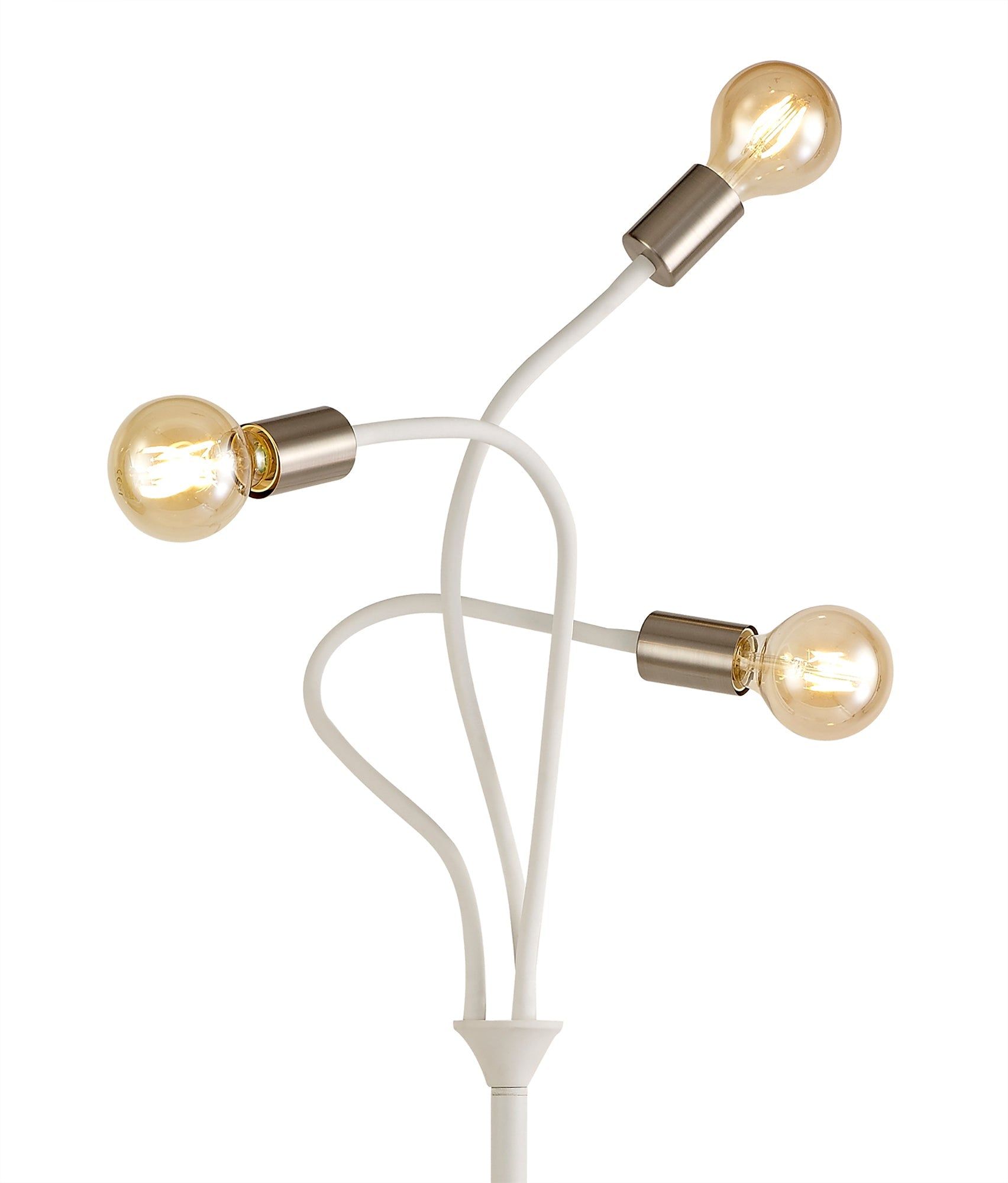 Gied Flexible Floor Lamp, 3 Light E27 Satin White/Satin Nickel & Satin Black/Satin Nickel