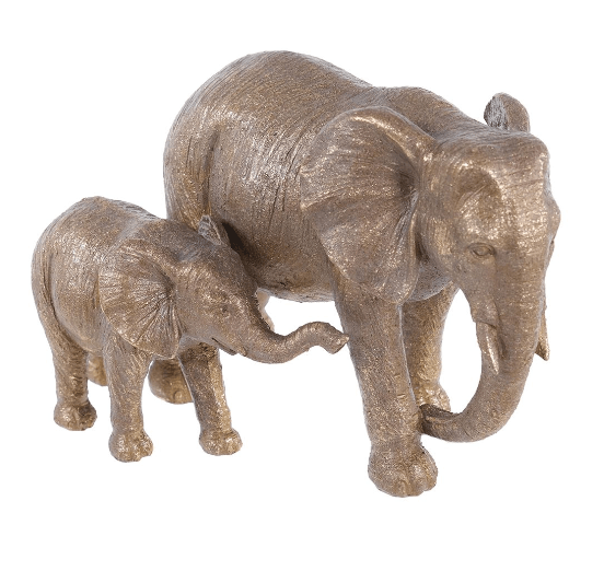 Gold Mother & Baby Elephant