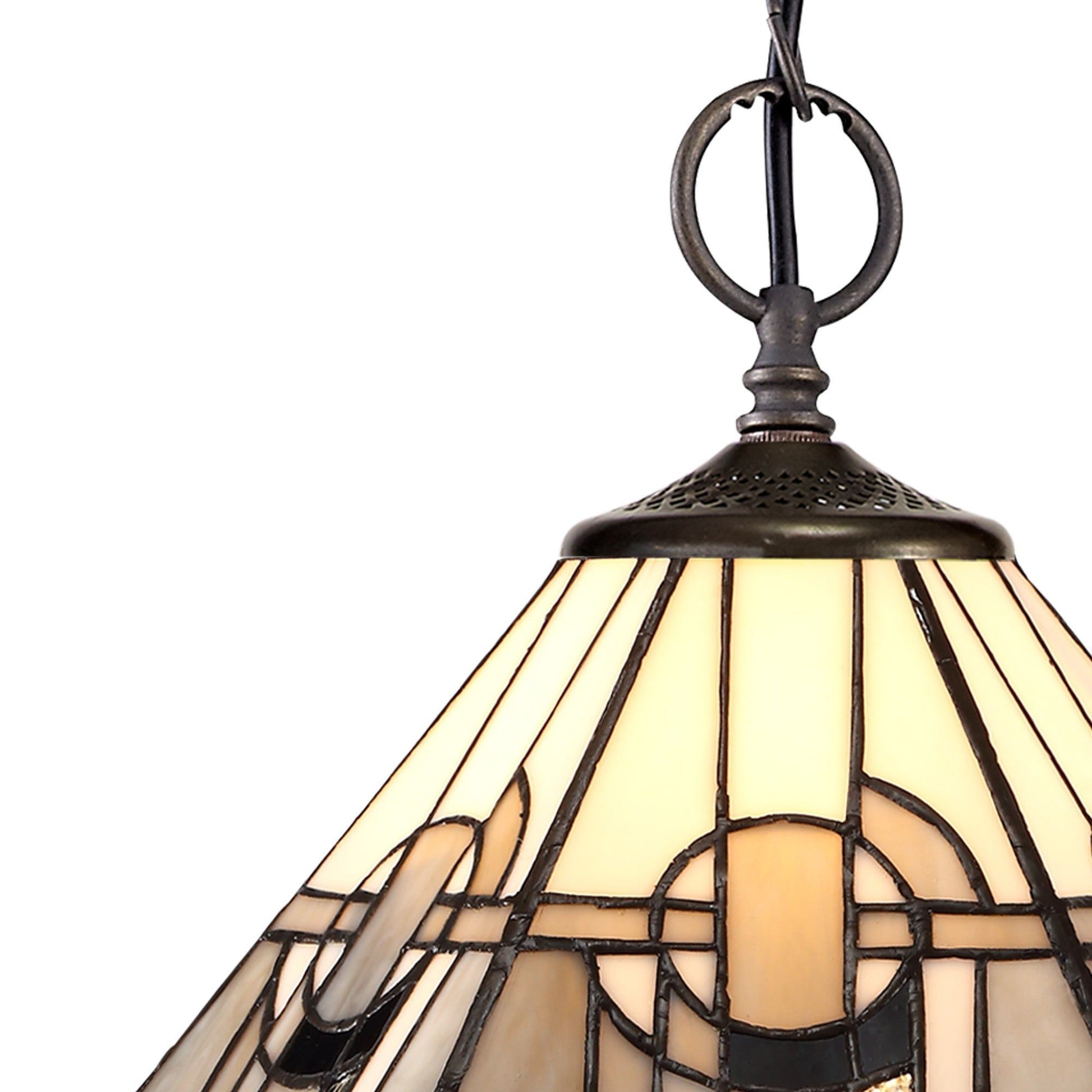 Guild 1/2/3 Light Downlighter Pendant E27 With 30/40cm Tiffany Shade, White/Grey/Black/Clear Crystal/Aged Antique Brass