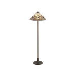 Guild 2 Light Leaf/Octagonal/Stepped  Design Floor Lamp E27 With 40cm Tiffany Shade, White/Grey/Black/Clear Crystal/Aged Antique Brass