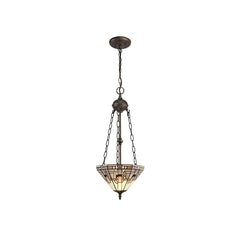 Guild 2/3/4 Light Uplighter Pendant E27 With 30cm Tiffany Shade, White/Grey/Black/Clear Crystal/Aged Antique Brass