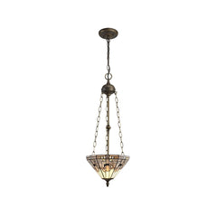 Guild 2/3/4 Light Uplighter Pendant E27 With 30cm Tiffany Shade, White/Grey/Black/Clear Crystal/Aged Antique Brass