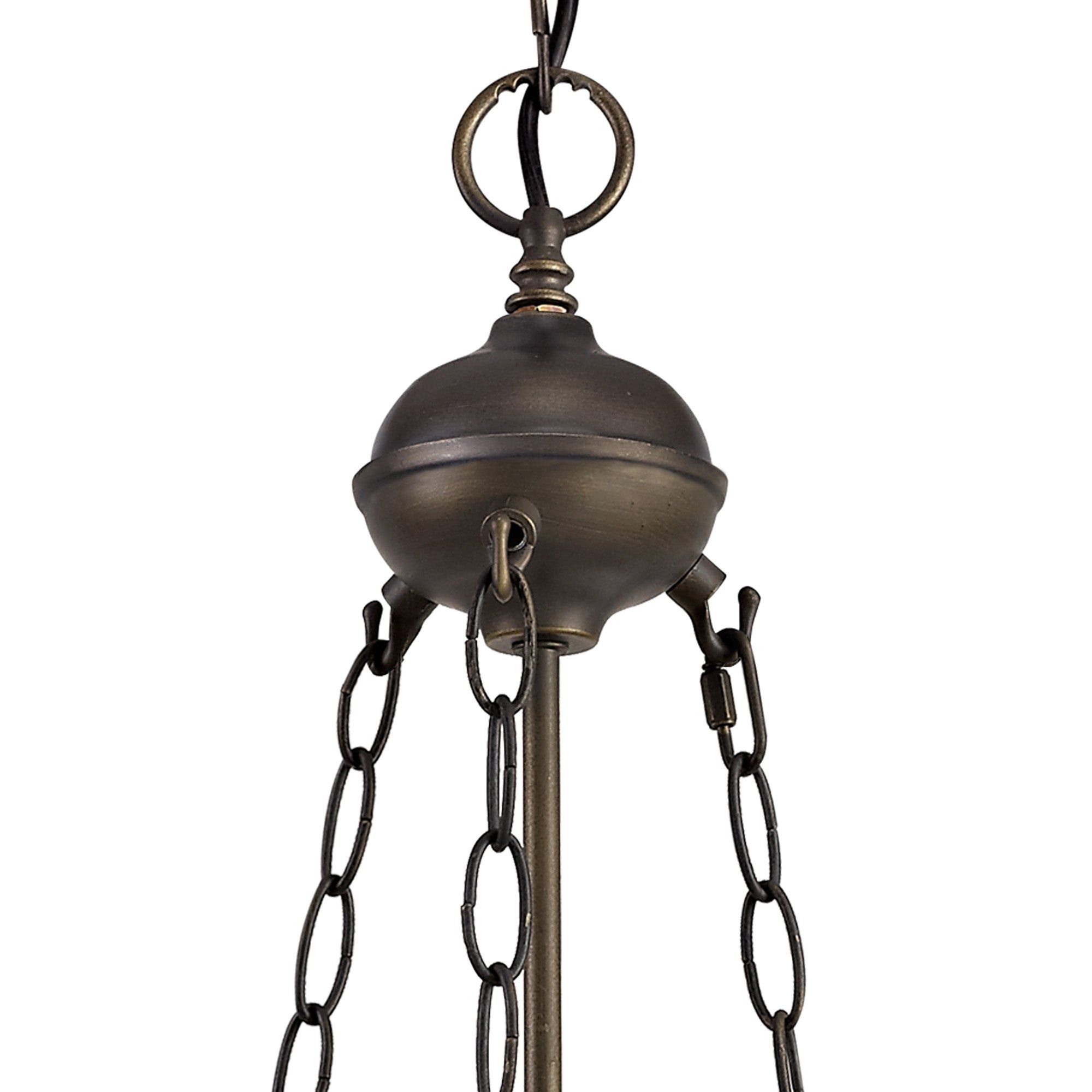 Guild 2/3/4 Light Uplighter Pendant E27 With 30cm Tiffany Shade, White/Grey/Black/Clear Crystal/Aged Antique Brass