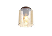 Hailey 1/3Lt Light Round Ceiling Flush Light E27 - Polished Chrome & Mocha/Polished Chrome & Black Finish IP20 - Cusack Lighting