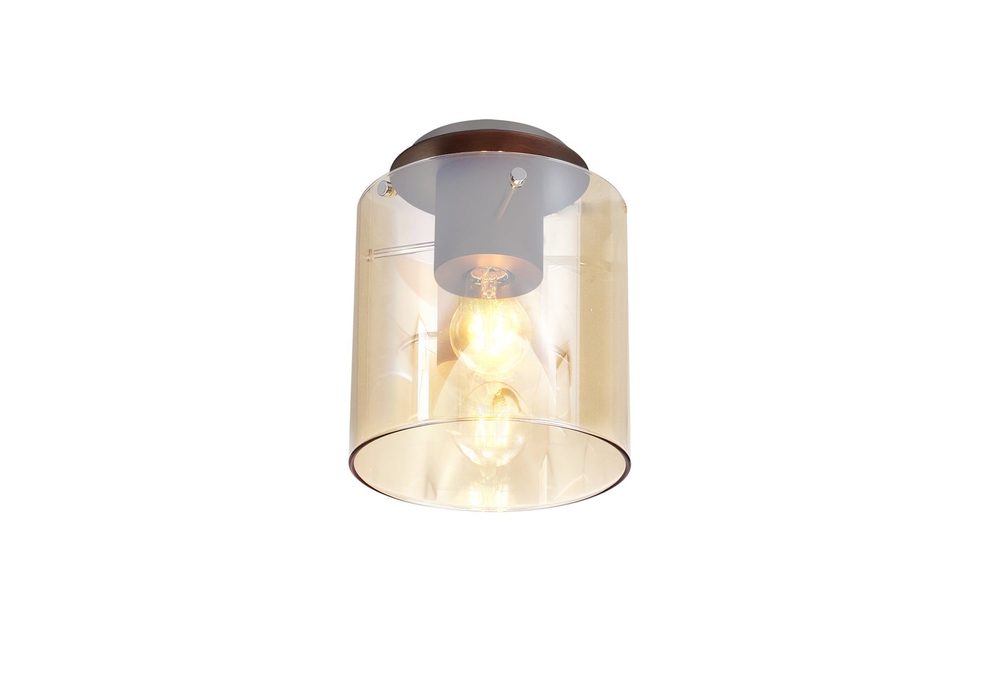 Hailey 1/3Lt Light Round Ceiling Flush Light E27 - Polished Chrome & Mocha/Polished Chrome & Black Finish IP20 - Cusack Lighting