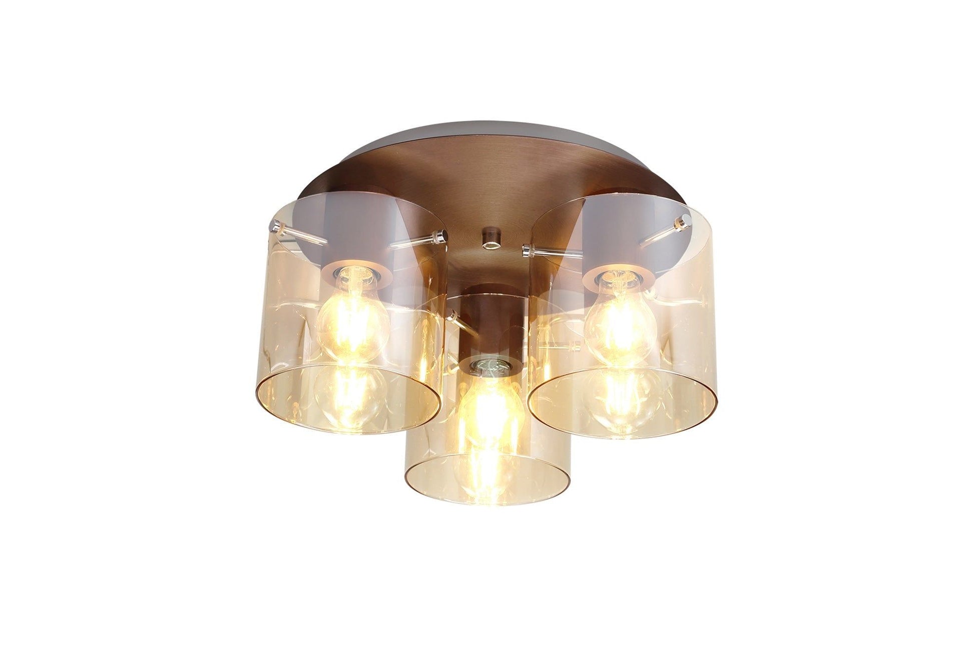 Hailey 1/3Lt Light Round Ceiling Flush Light E27 - Polished Chrome & Mocha/Polished Chrome & Black Finish IP20 - Cusack Lighting