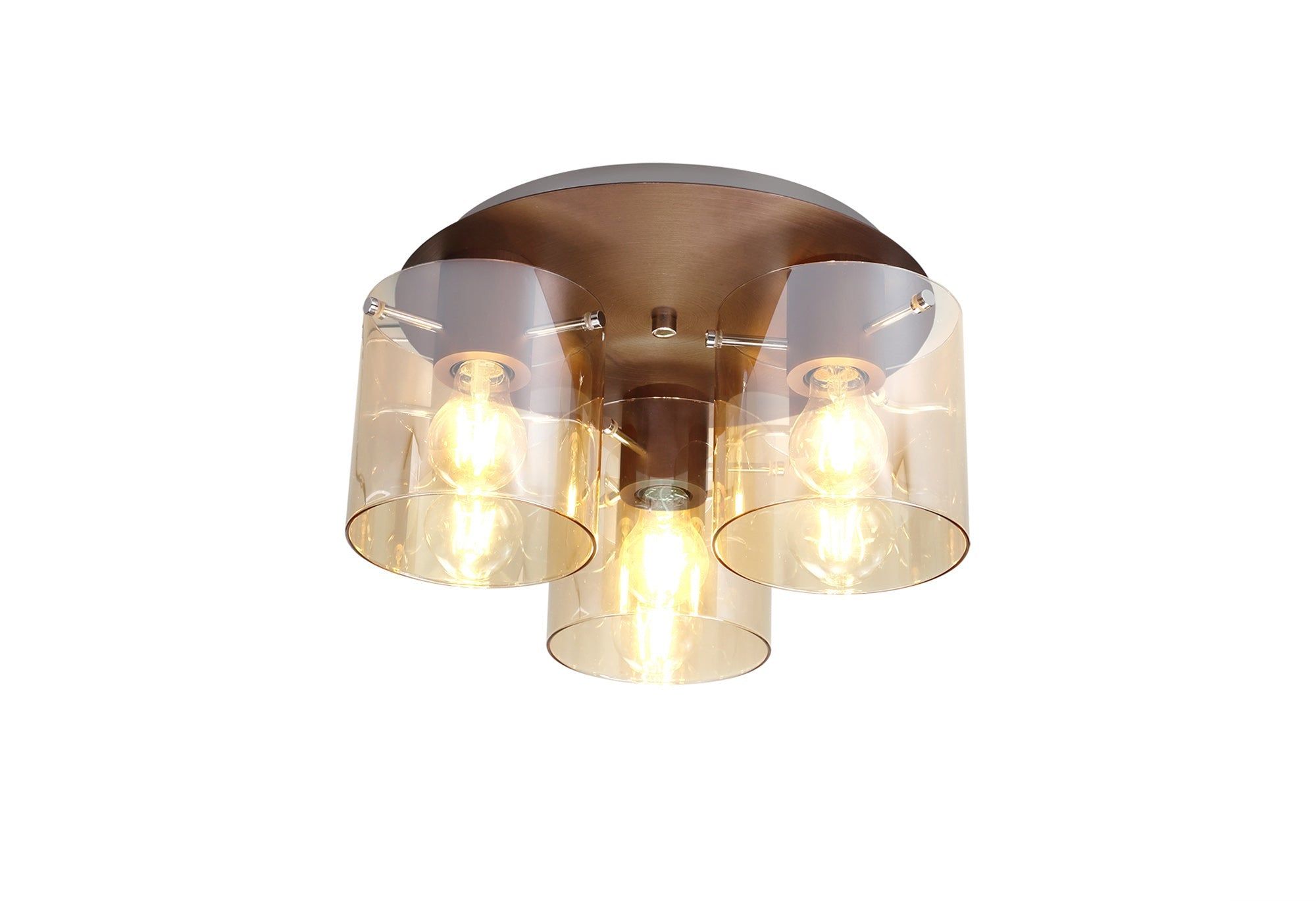 Hailey 1/3Lt Light Round Ceiling Flush Light E27 - Polished Chrome & Mocha/Polished Chrome & Black Finish IP20 - Cusack Lighting
