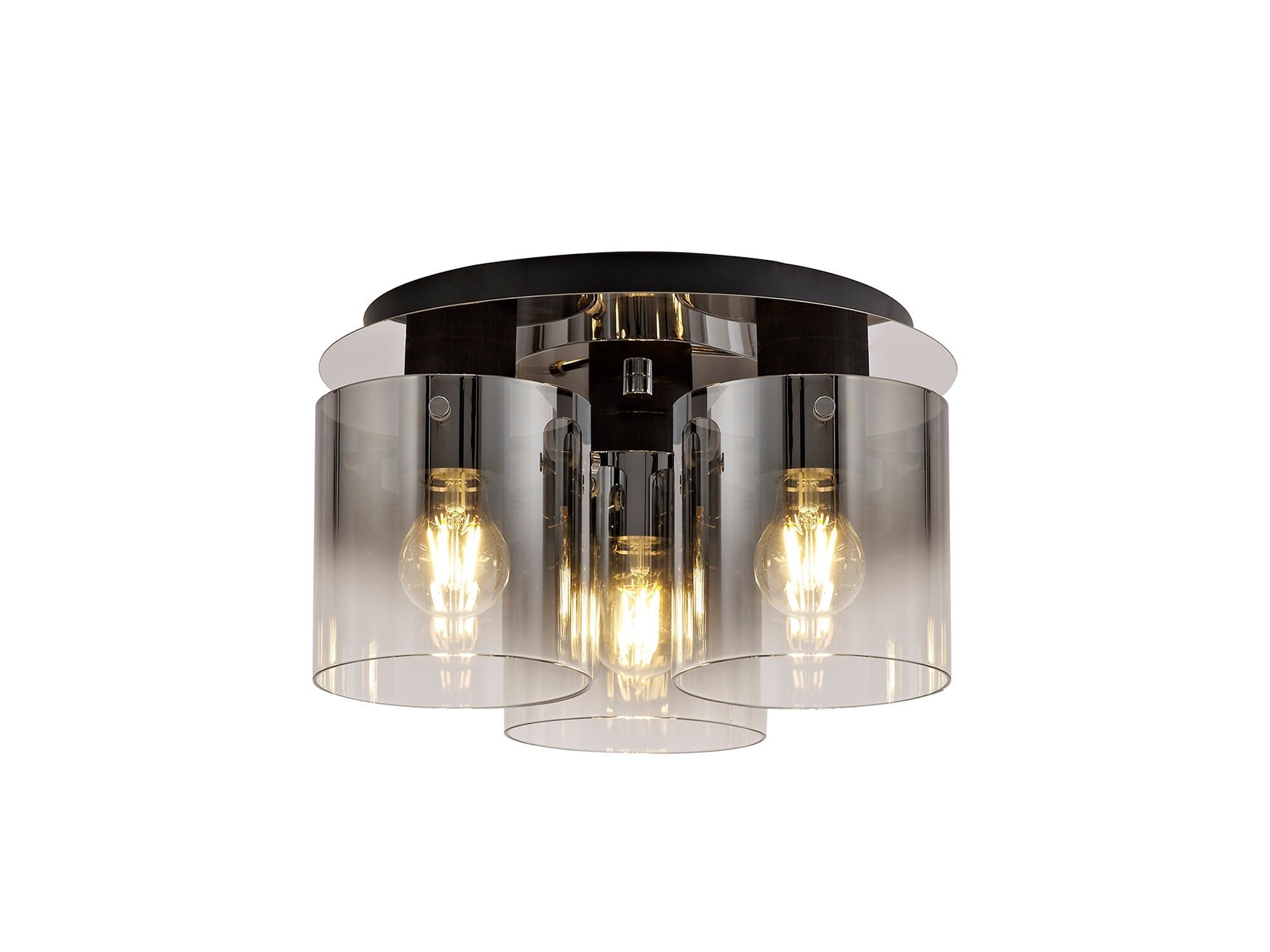 Hailey 1/3Lt Light Round Ceiling Flush Light E27 - Polished Chrome & Mocha/Polished Chrome & Black Finish IP20 - Cusack Lighting