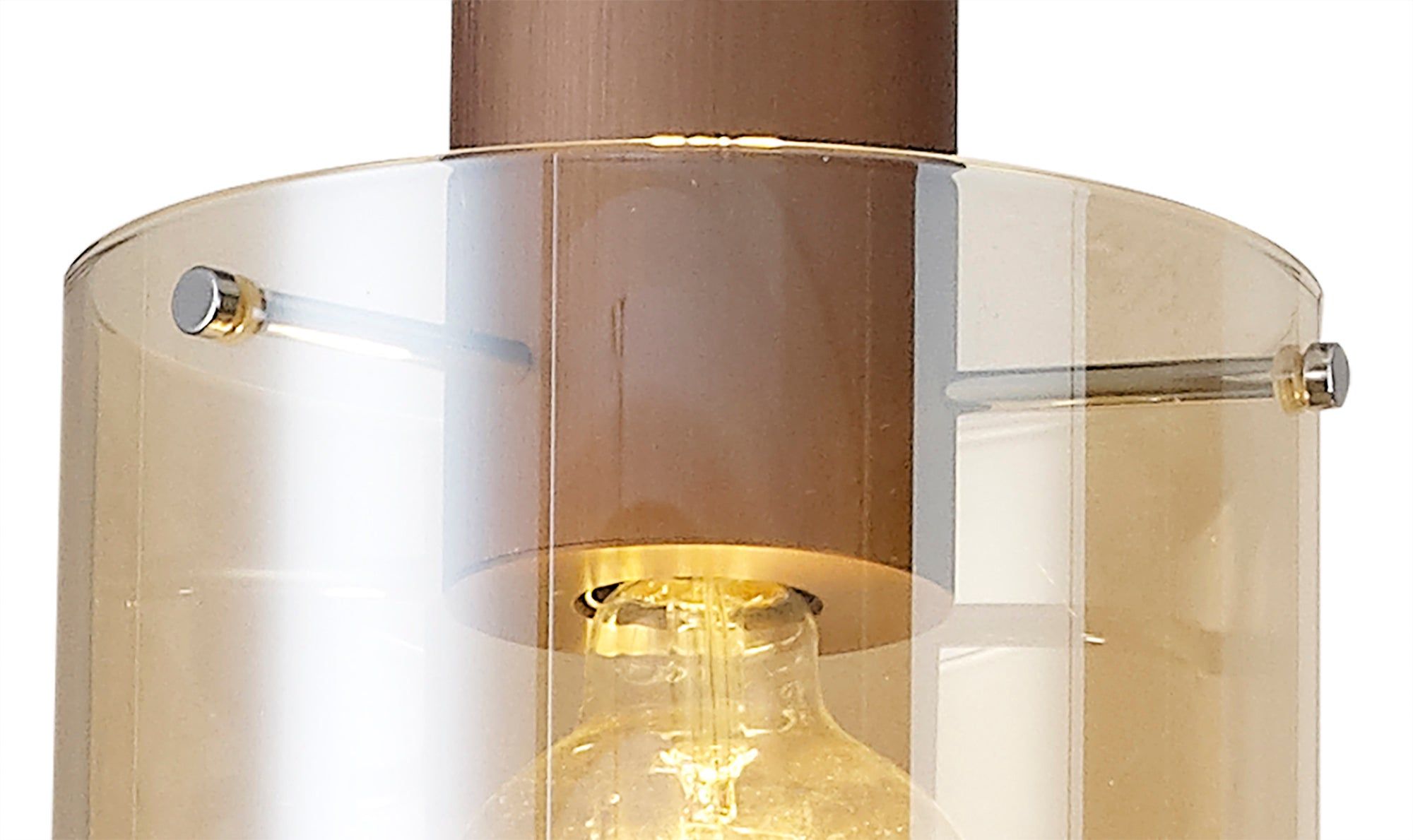 Hailey Round Pendant, 3 Light Adjustable E27, Black/Smoke Fade Glass,Mocha/Amber Glass
