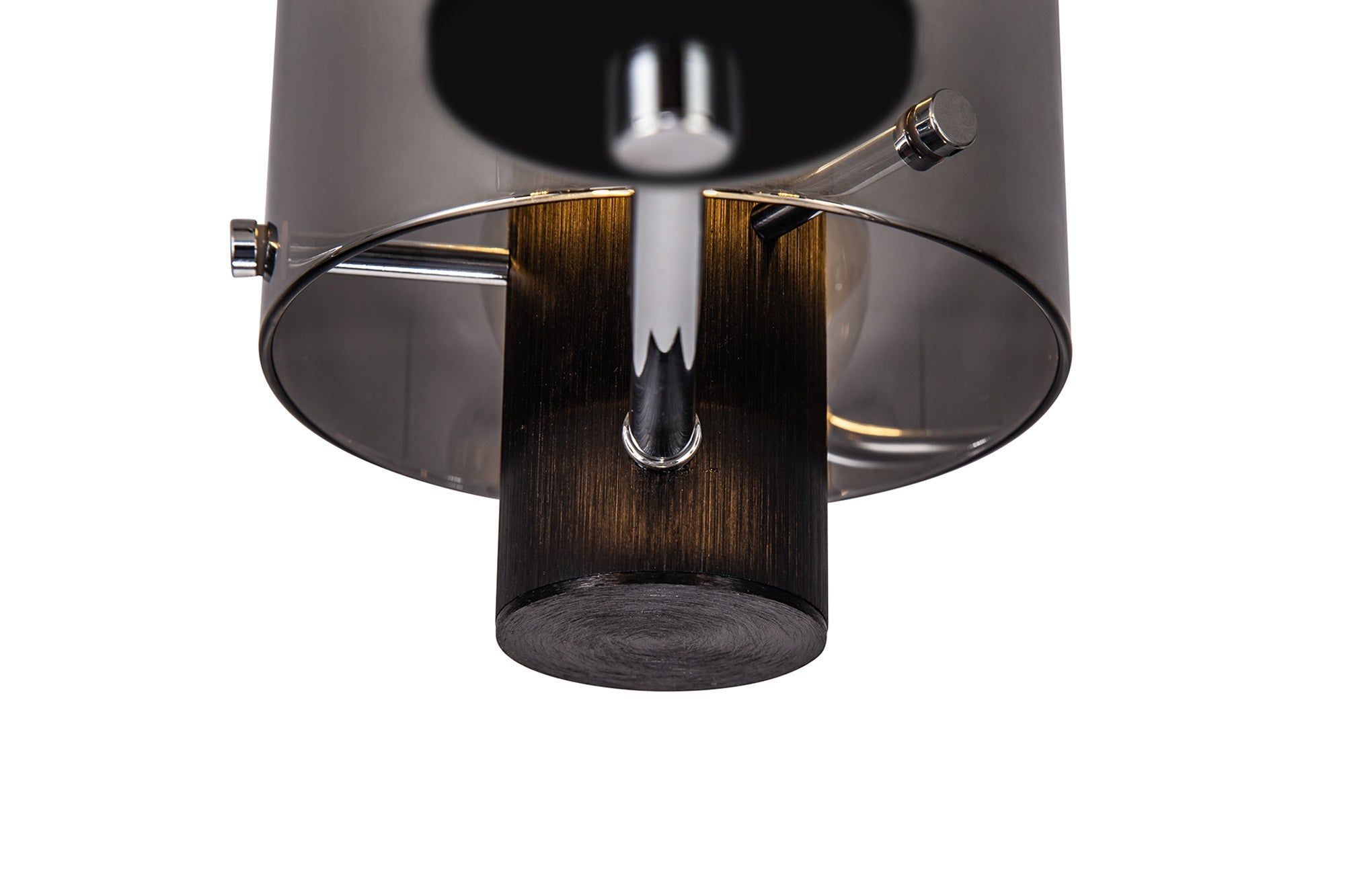 Hailey Semi Ceiling Light, 3 x E27, Black/Smoke Fade Glass, Mocha/Amber Glass