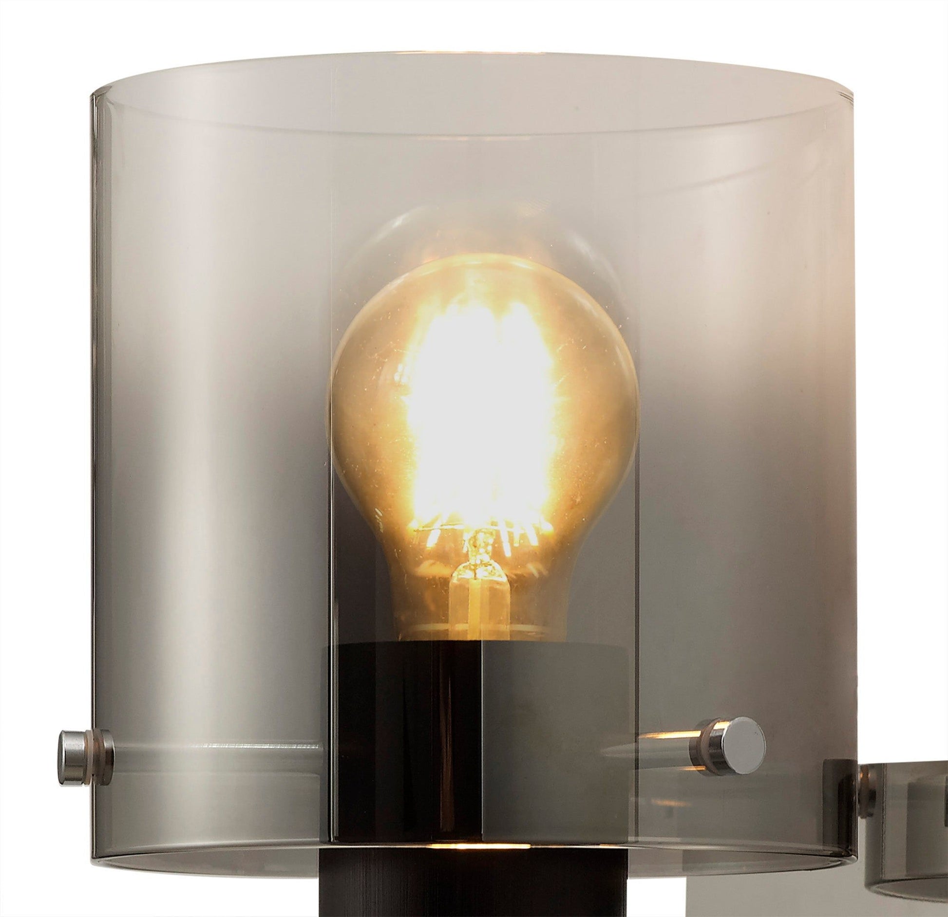 Hailey Single Switched Wall Lamp, 1 Light, E27, Black/Smoke Fade Glass, Mocha/Amber Glass