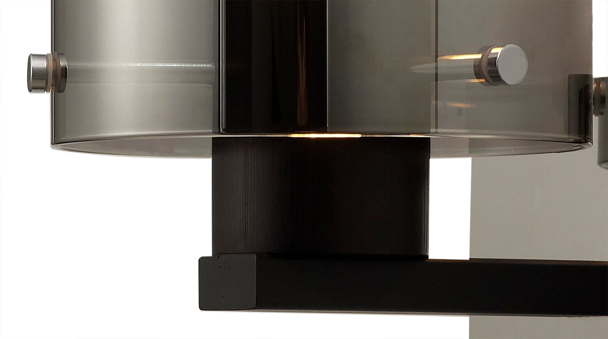 Hailey Single Switched Wall Lamp, 1 Light, E27, Black/Smoke Fade Glass, Mocha/Amber Glass