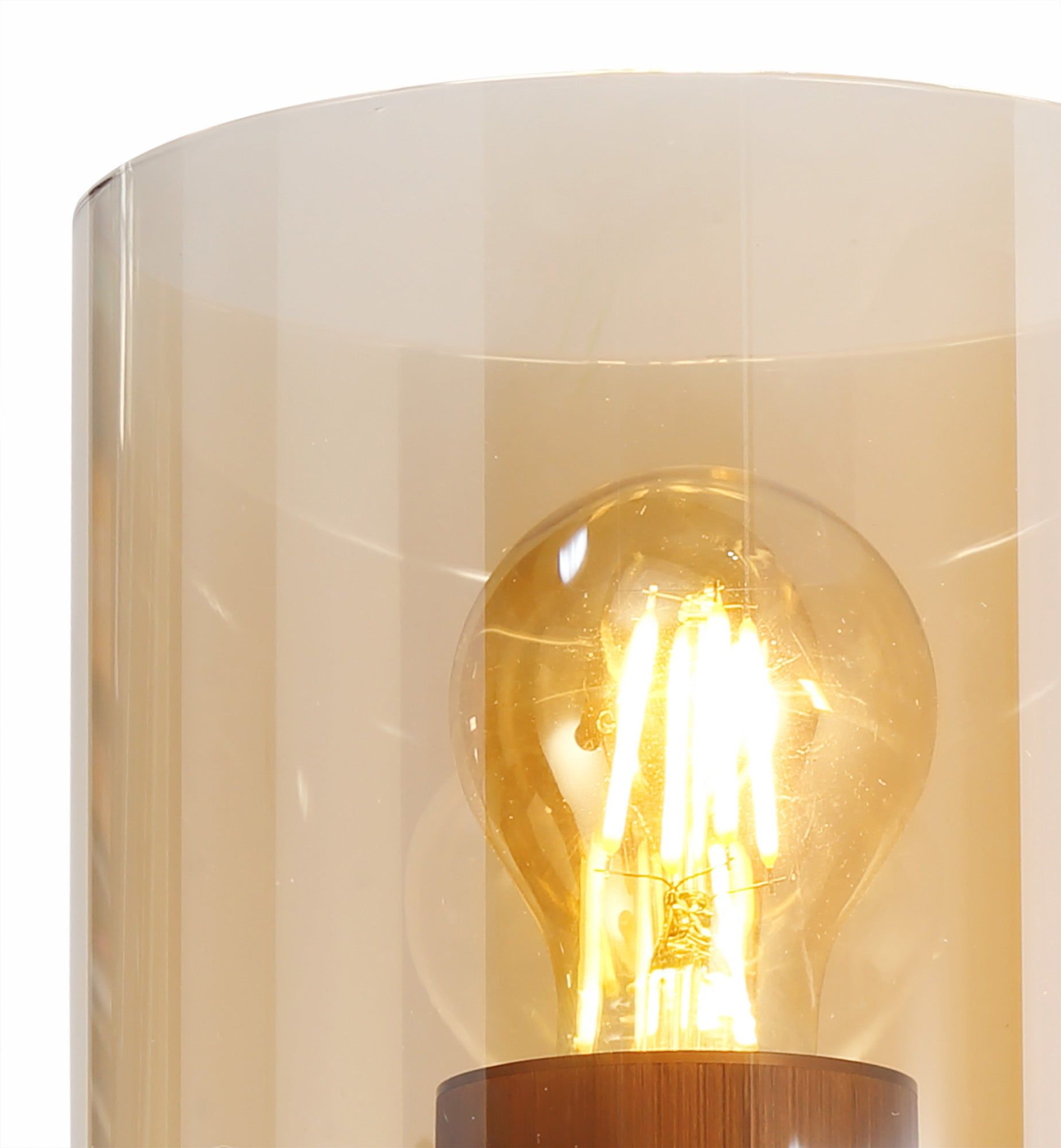 Hailey Single Switched Wall Lamp, 1 Light, E27, Black/Smoke Fade Glass, Mocha/Amber Glass