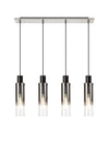 Hailey Slim Linear Pendant, 4/5/7 Light Adjustable E27, Black/Smoke Fade Glass