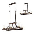 Halo Linear Pendant 6 Light E27, Brown Oxide/Bronze With Clear Glass Shades
