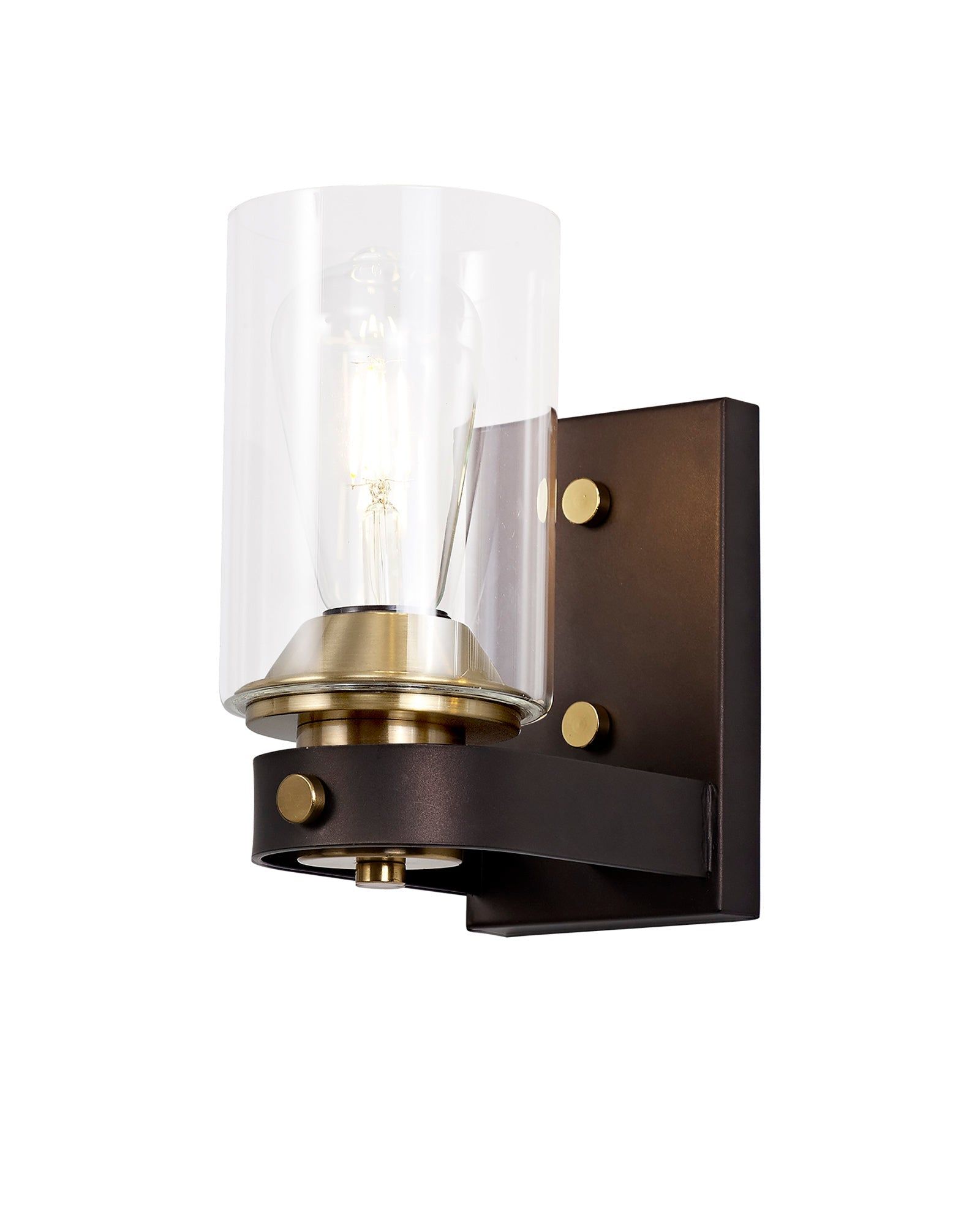 Halo Wall Lamp 1/2 Light E27, Brown Oxide/Bronze With Clear Glass Shades