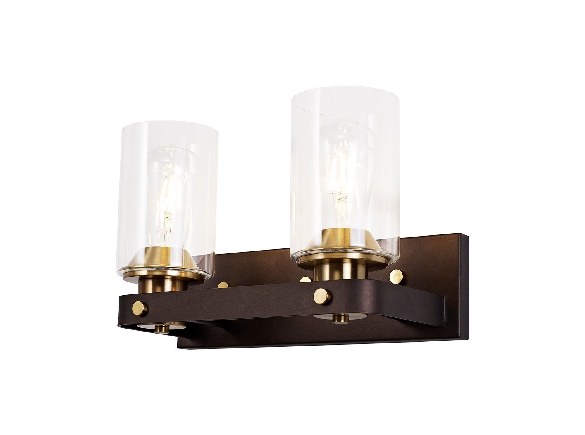 Halo Wall Lamp 1/2 Light E27, Brown Oxide/Bronze With Clear Glass Shades