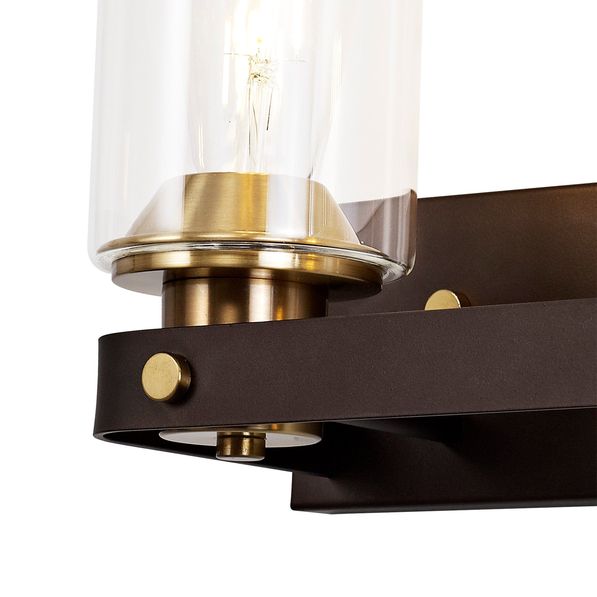 Halo Wall Lamp 1/2 Light E27, Brown Oxide/Bronze With Clear Glass Shades
