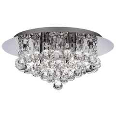 HANNA II 4LT LED BATHROOM FLUSH - CHROME & CRYSTAL, IP44