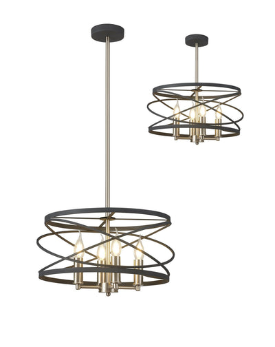 Harrison 4Lt Pendant - Graphite & Satin Nickel / Black & Satin Gold